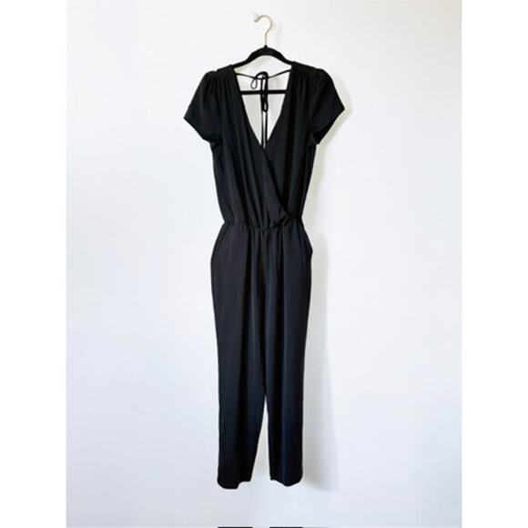 ANTHROPOLOGIE DANIEL RAINN BLACK V NECK JUMPSUIT SHORT SLEEVE XS - Picture 1 of 7